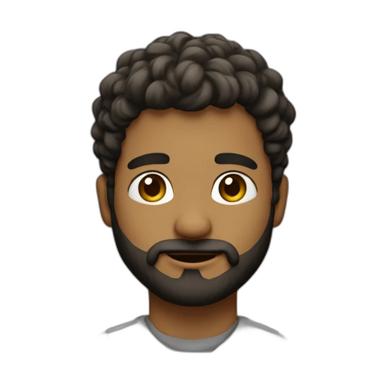 Joven con barba muy corta saludando emoji