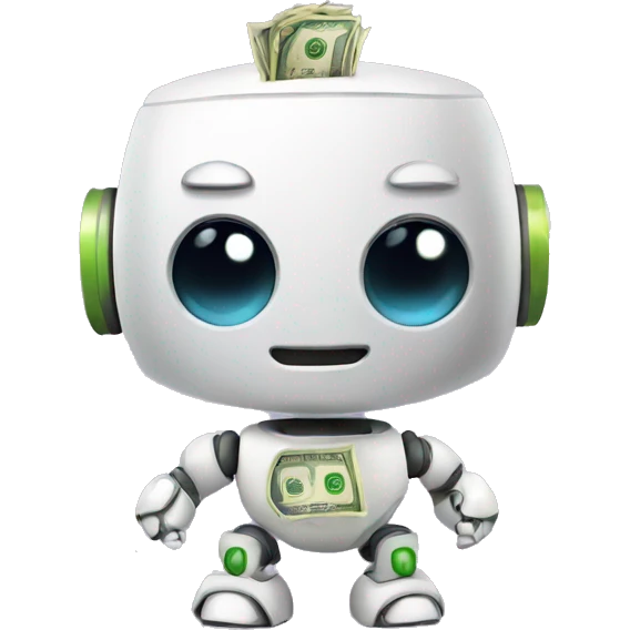 Cute robot with money emoji