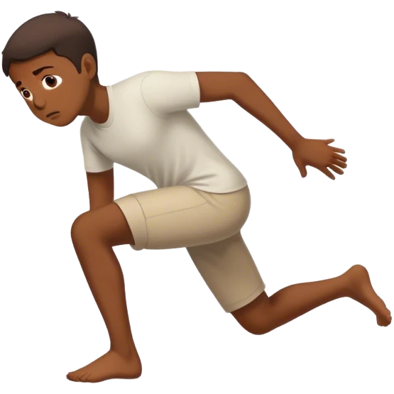 A person who has just fallen, now getting up from the ground, with a focused expression, pushing themselves back up to their feet emoji