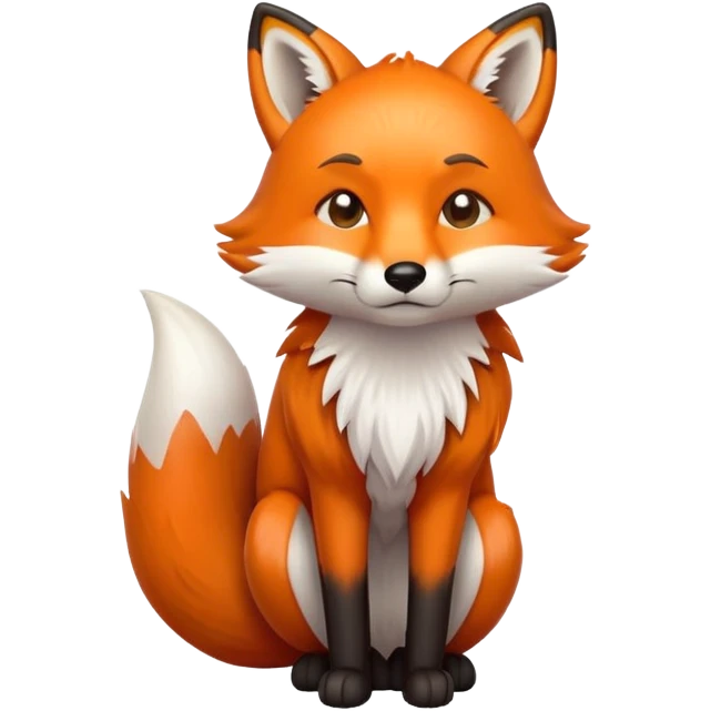 A 2D cartoon fox emoji with a sad expression, looking downcast emoji