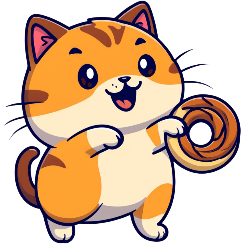 Brown cat eating cinnamon roll emoji