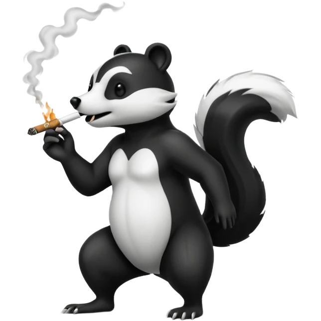 skunk smoking a cigarette chasing a bear emoji