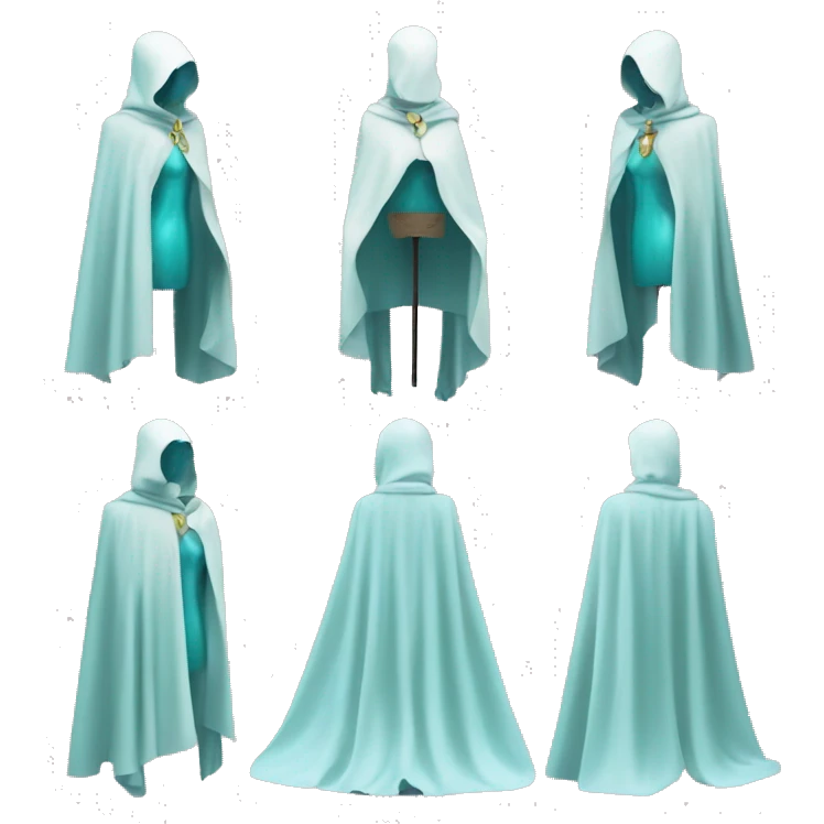 faceless mannequin flapping aquamarine gemstone white cape emoji