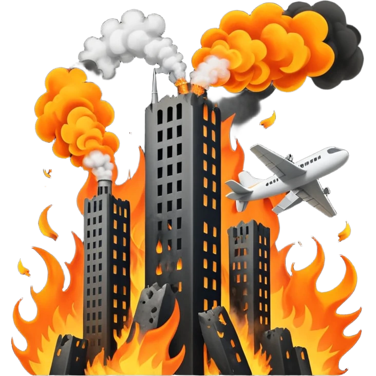 A plane hitting two towers emoji