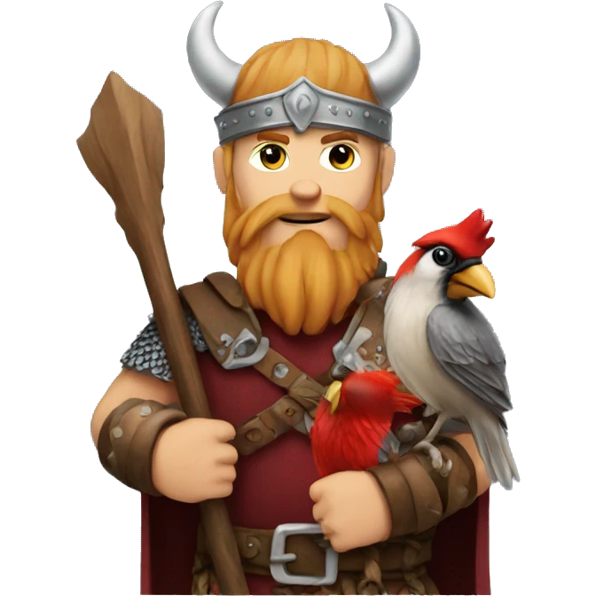 Viking holding a cardinal emoji