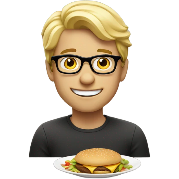 blond young guy with glasses eating mc Donald’s emoji