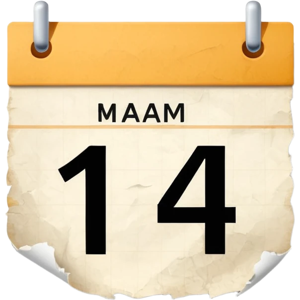 calendario com uma folha de numero 14 emoji