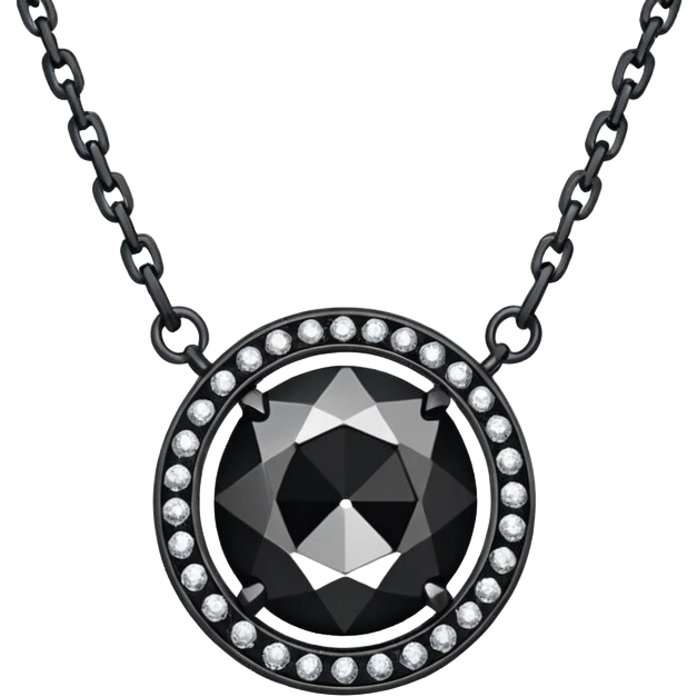 Realistic detailed luxury necklace made from black diamond emoji