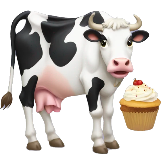 Cow eating a cupcake emoji