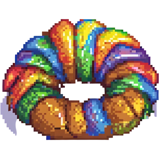 croissant with rainbow pride colors pixel art style emoji