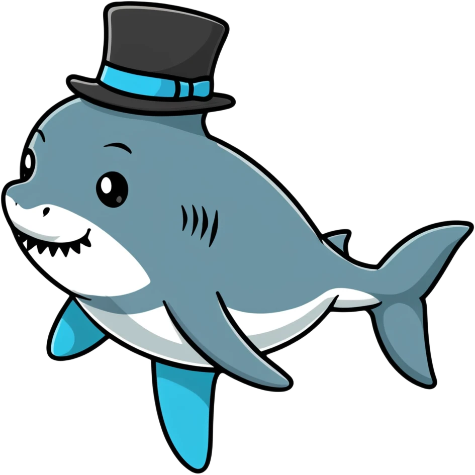 Shark with a top hat emoji
