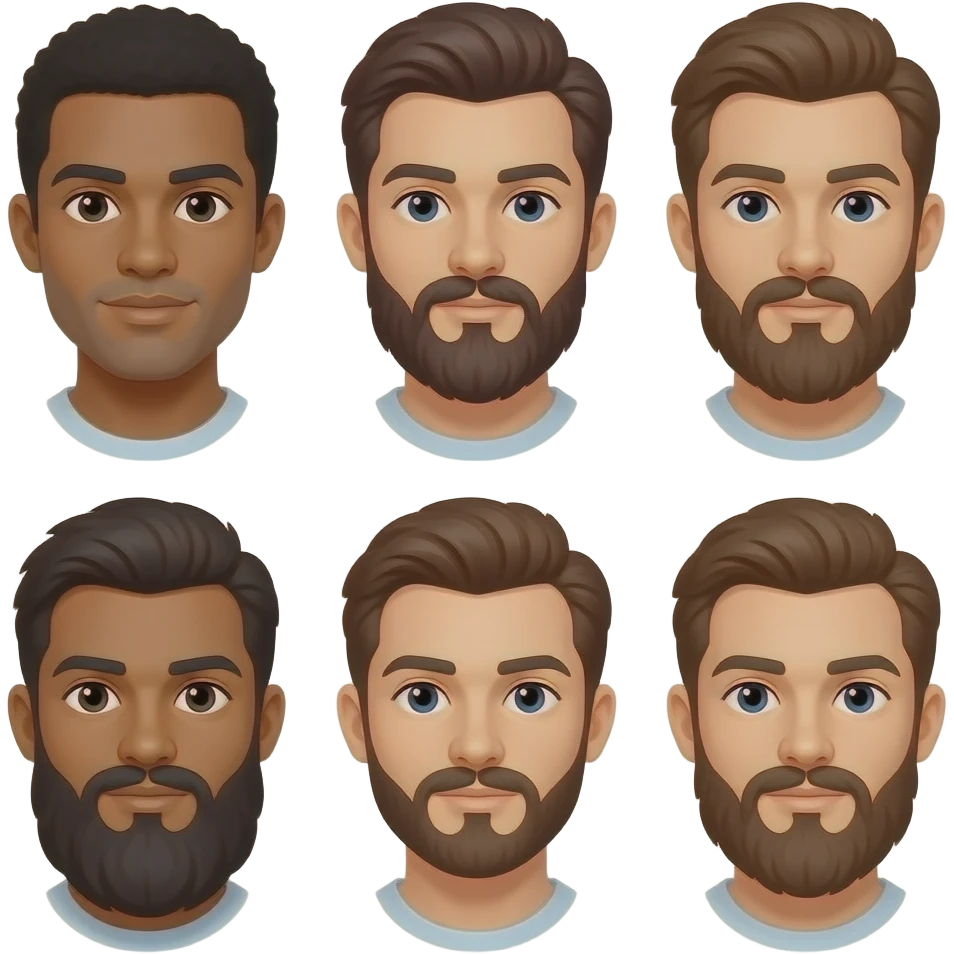different beard and moustach emoji