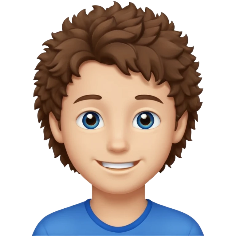 Brown tiktok fluffy hair and blue eyes boy emoji