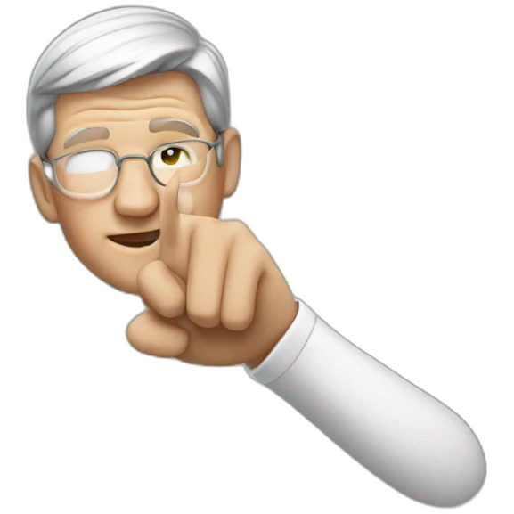 Tim Cook pointing left emoji