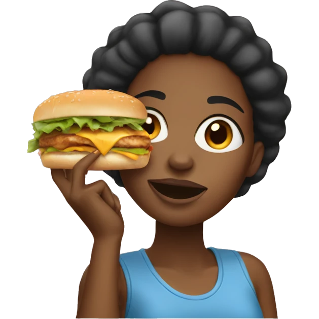 Black girl eating a chicken sandwich emoji