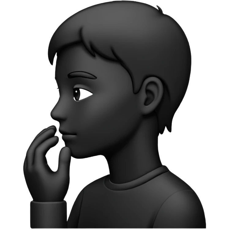 Minimalistic flat vector icon, iOS style, thin black outline on white background. Person silhouette. Black, completely monochrome, matte.  emoji