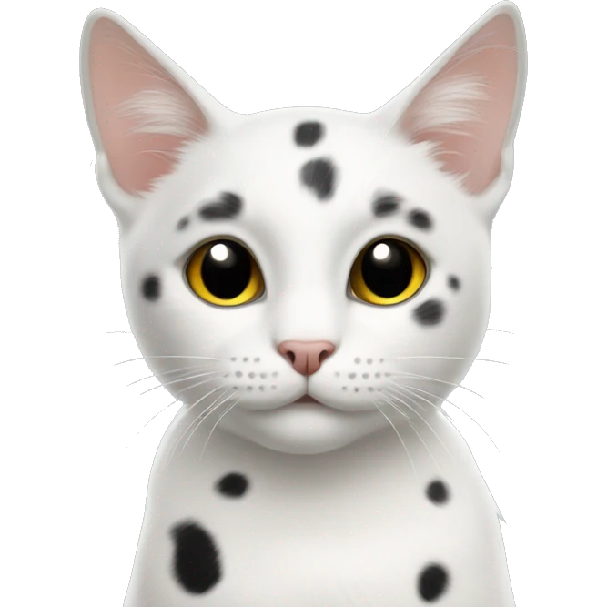 Beautiful white Creole cat with black spots emoji