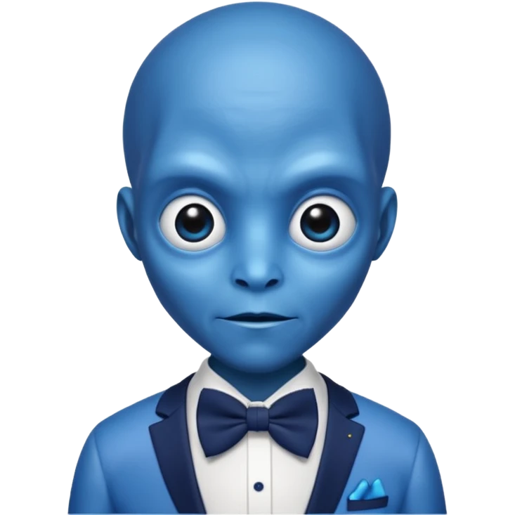 Blue alien with navy bowtie emoji