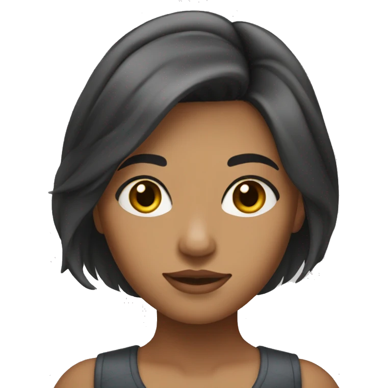 Girl with olive skin, brunette mid-length hair and hazel eyes emoji