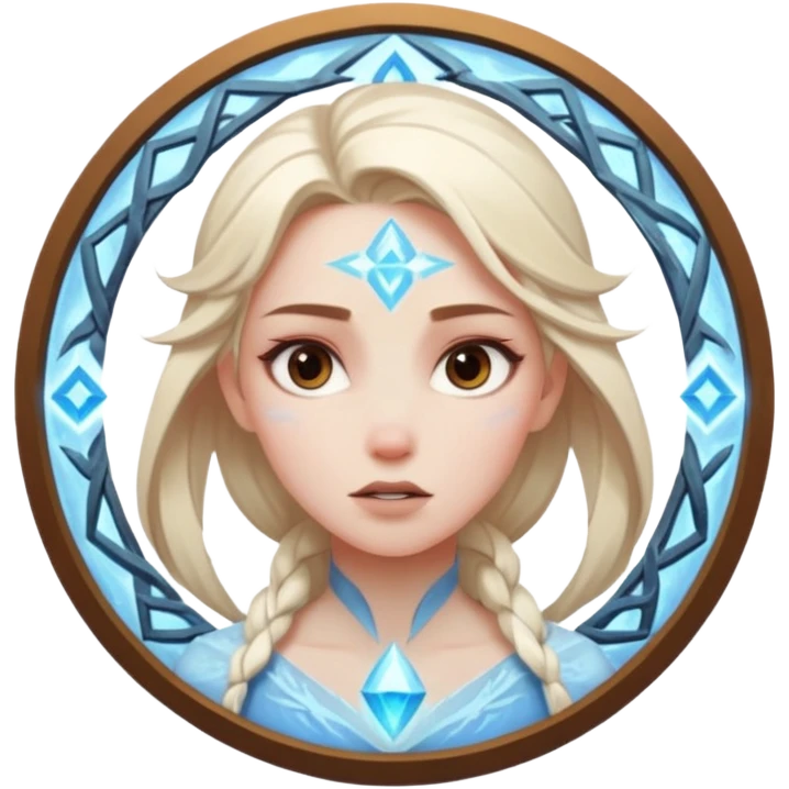 Woman frozen mid-spell, glowing runes around her body, charged silence emoji