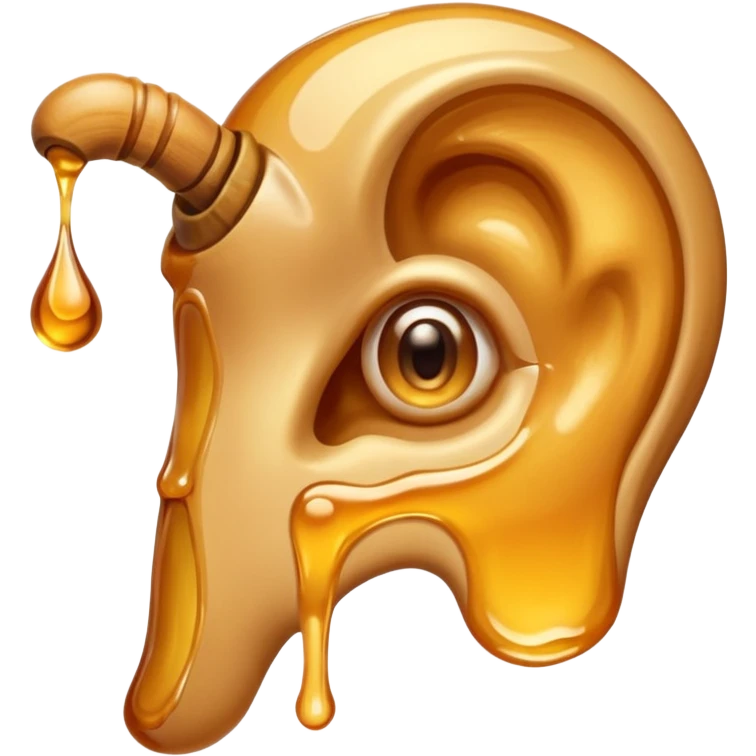 A big human ear, with honey dripping on it emoji