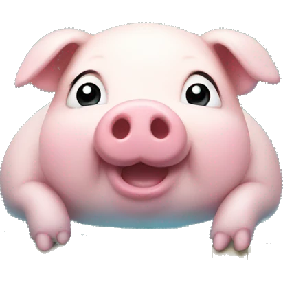 The scene of an obese piglet swimming emoji