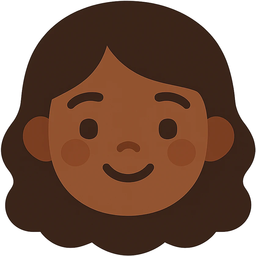 flat toon style cute brown girl face emoji