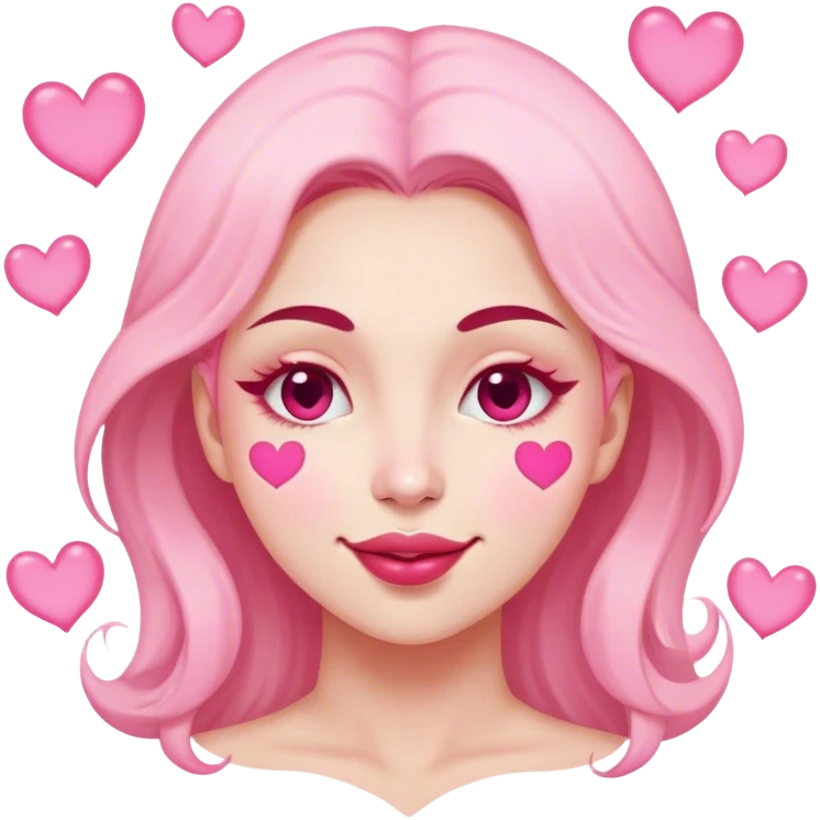 Sexy moon face winking floating pink hearts emoji