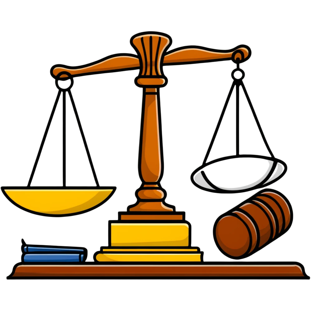 Gavel with law book and scales emoji