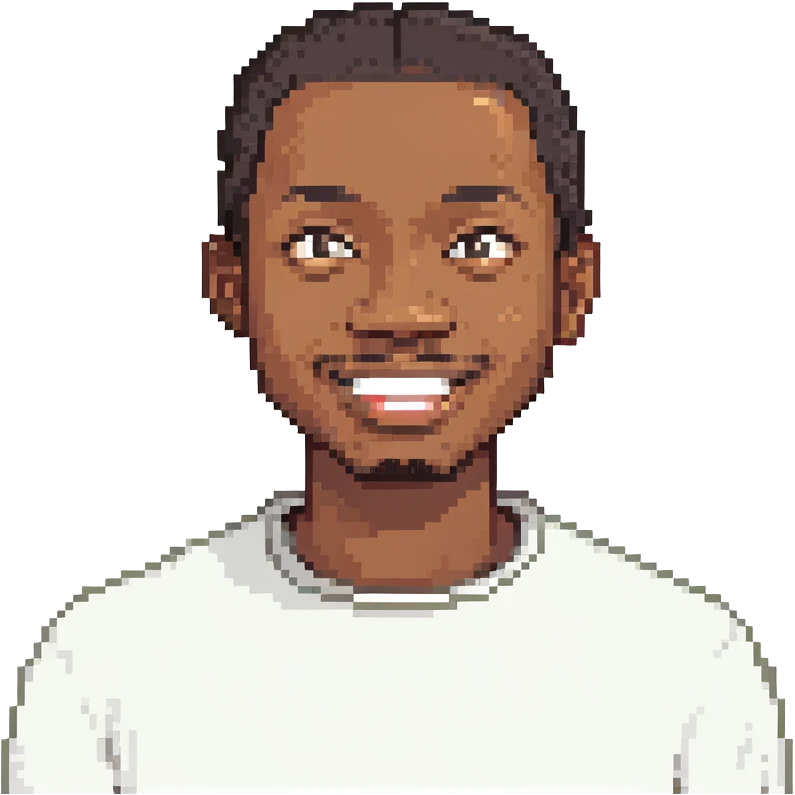 Black man with a friendly expression emoji