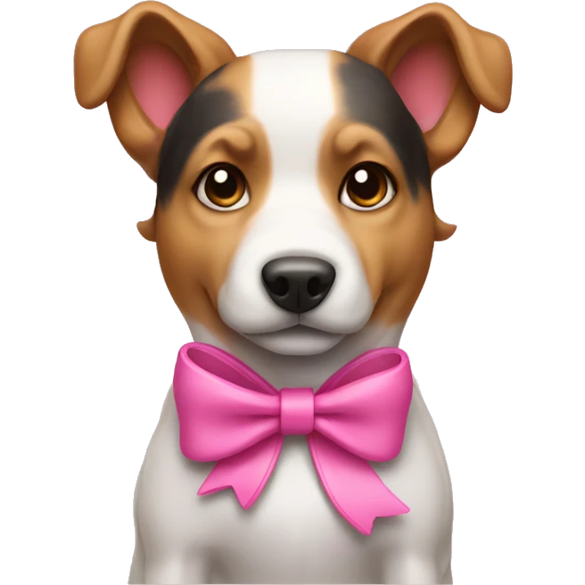 Dog with bow and pink leash emoji