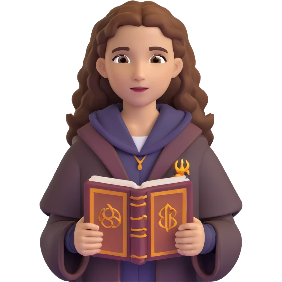 Hermione Granger with spellbook emoji