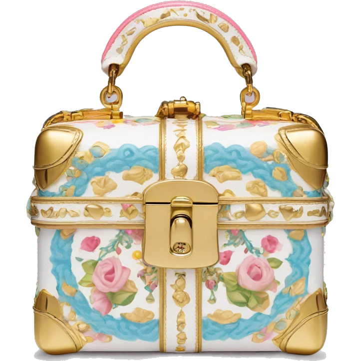 Dolce and Gabbana small box bag with colourful pastel ornament print and golden detais  emoji