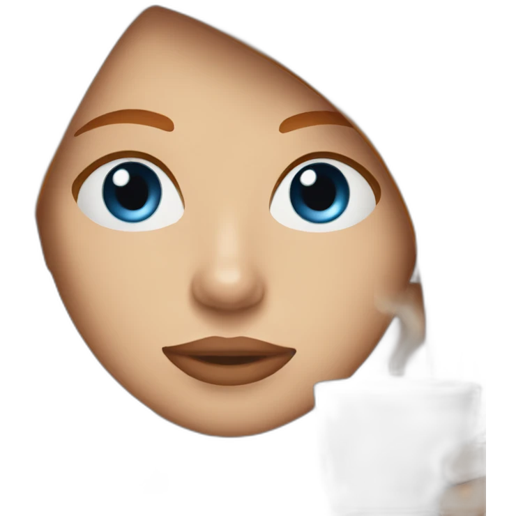 Ginger straight hair and blue eyes woman drinking a coffee emoji