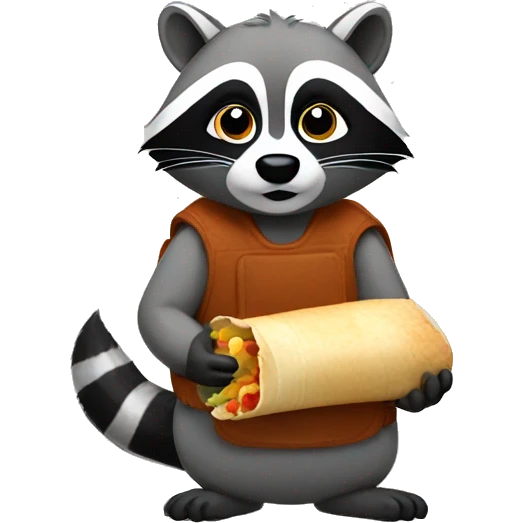 Raccoon wearing a sobrado and holding a tamale  emoji