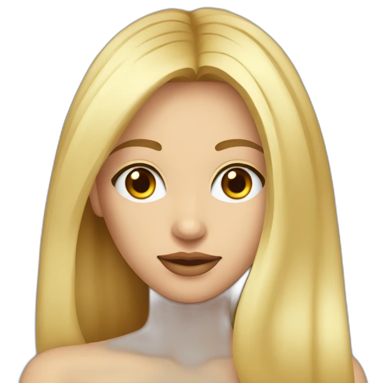 Femme blonde yeux marrons avec cheveux très longs et lisses  emoji