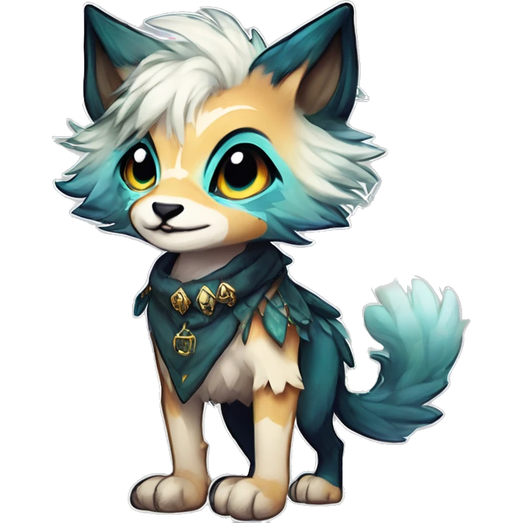 Cool cute Kawaii edgy fantasy shiny animal  fursona Fionbri vernid by griffsnuff & LiLaiRa & Falvie full body emoji