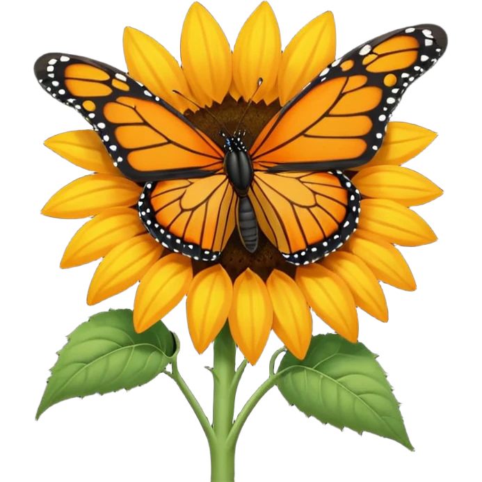 orange Butterfly on Sunflower side angle emoji