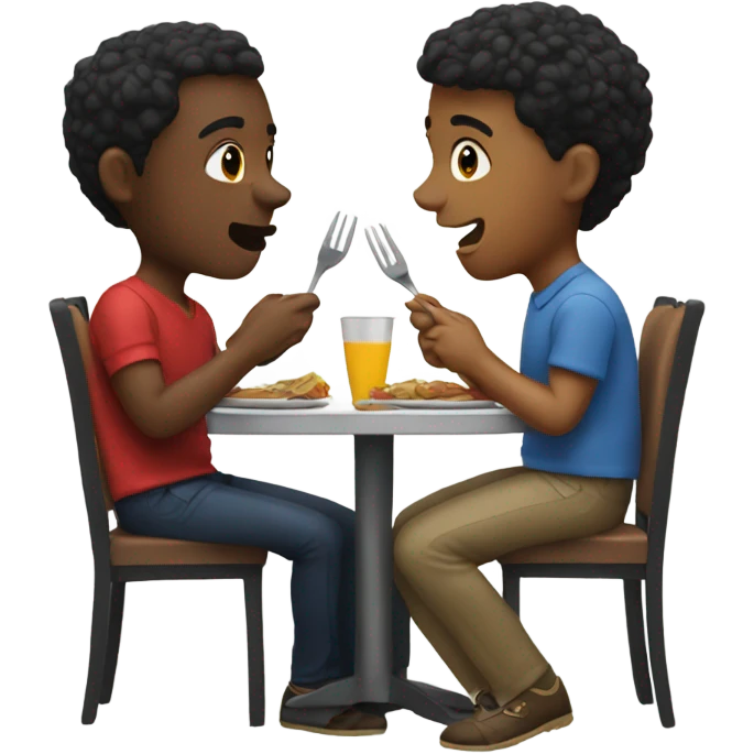 friends eating at the restaurant table emoji