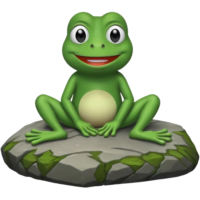 pepe the frog sitting on rock emoji