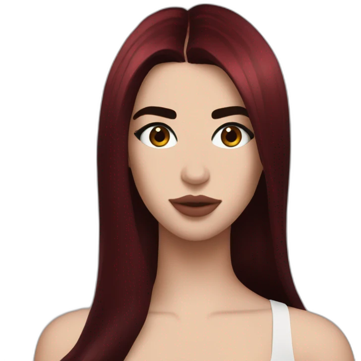 Dua Lipa with dark red hair emoji
