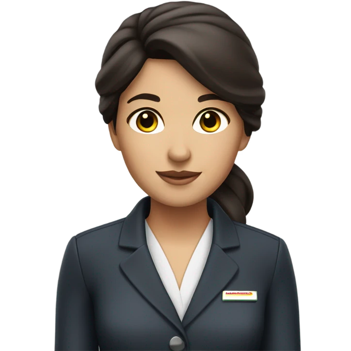 flight attendant dark brown hair  brown eyes emoji
