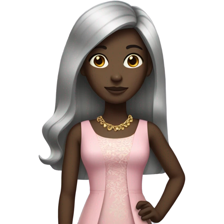 Dark skin girl with fancy clothes and straight hair emoji