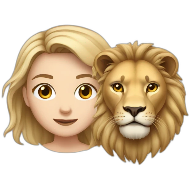 White Girl and lion emoji