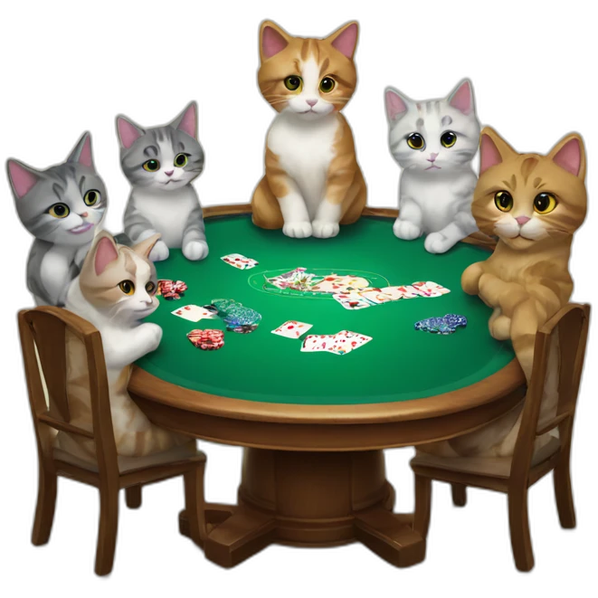 Kitties on a poker table emoji