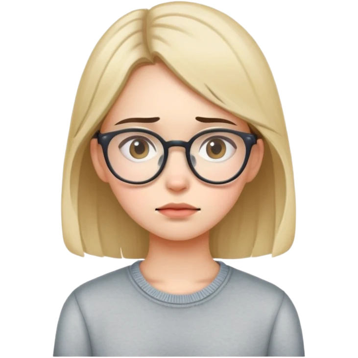 A girl with eyeglasses tired working emoji
