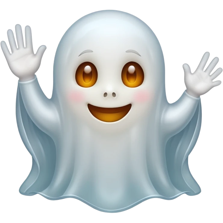 little cute ghost saying hello emoji