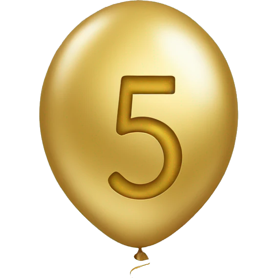 Gold balloon number 5 emoji