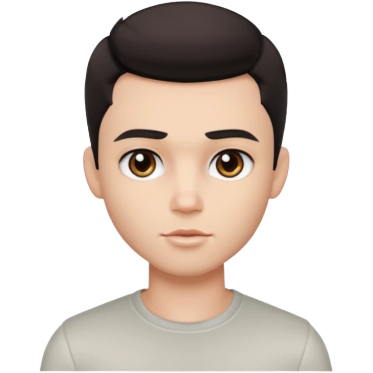 So so so pretty handsome bratz man,  black eyes ,  short dark hair, dark eyes, pale skin, defined jawline emoji