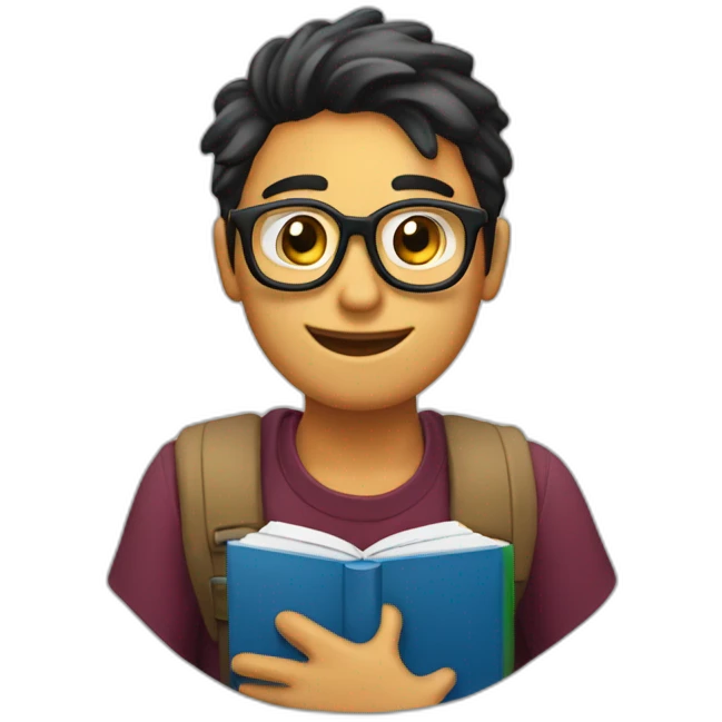 Uno studente che si dispera su un libro emoji